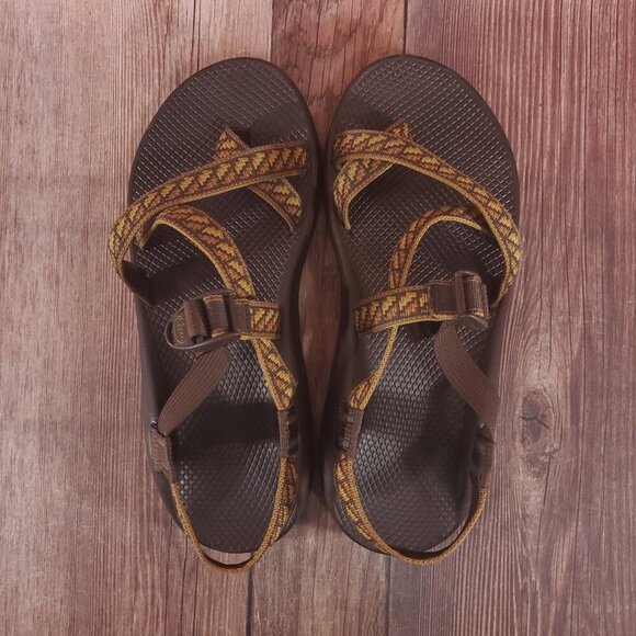 Chaco Z/2 Mens Size 12 Classic Geometric Pattern Pattern Brown Tan Sandals Beach - Picture 6 of 14